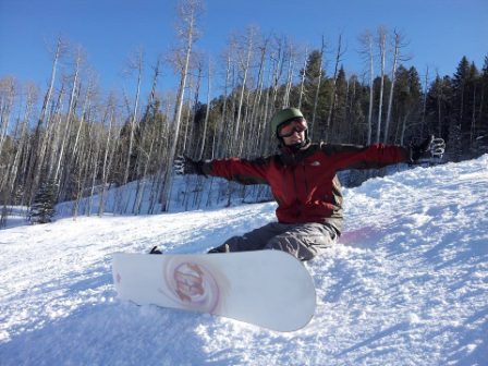 David Celebrating a Completely Empty Run at Snowmass on a Saturday Afternoon